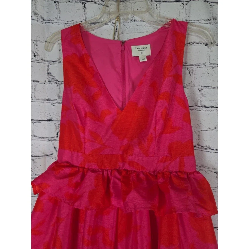 Kate Spade Women's Size 8 Classic Rose Peplum Midi Dress NWT